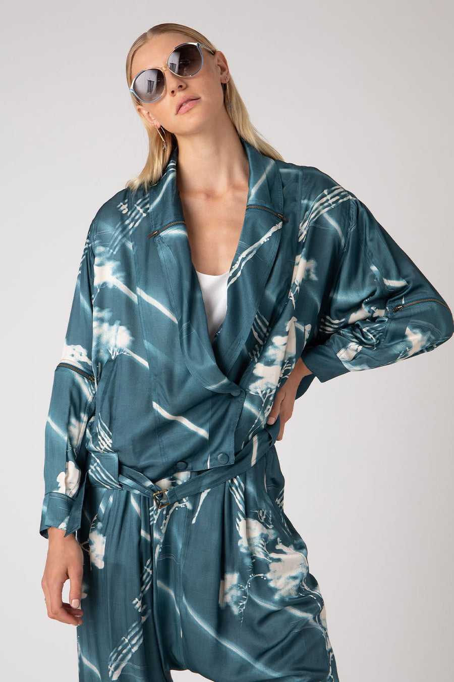 HYDRA DOLMAN SLEEVE JACKET, AEGEAN - Burning Torch Online Boutique