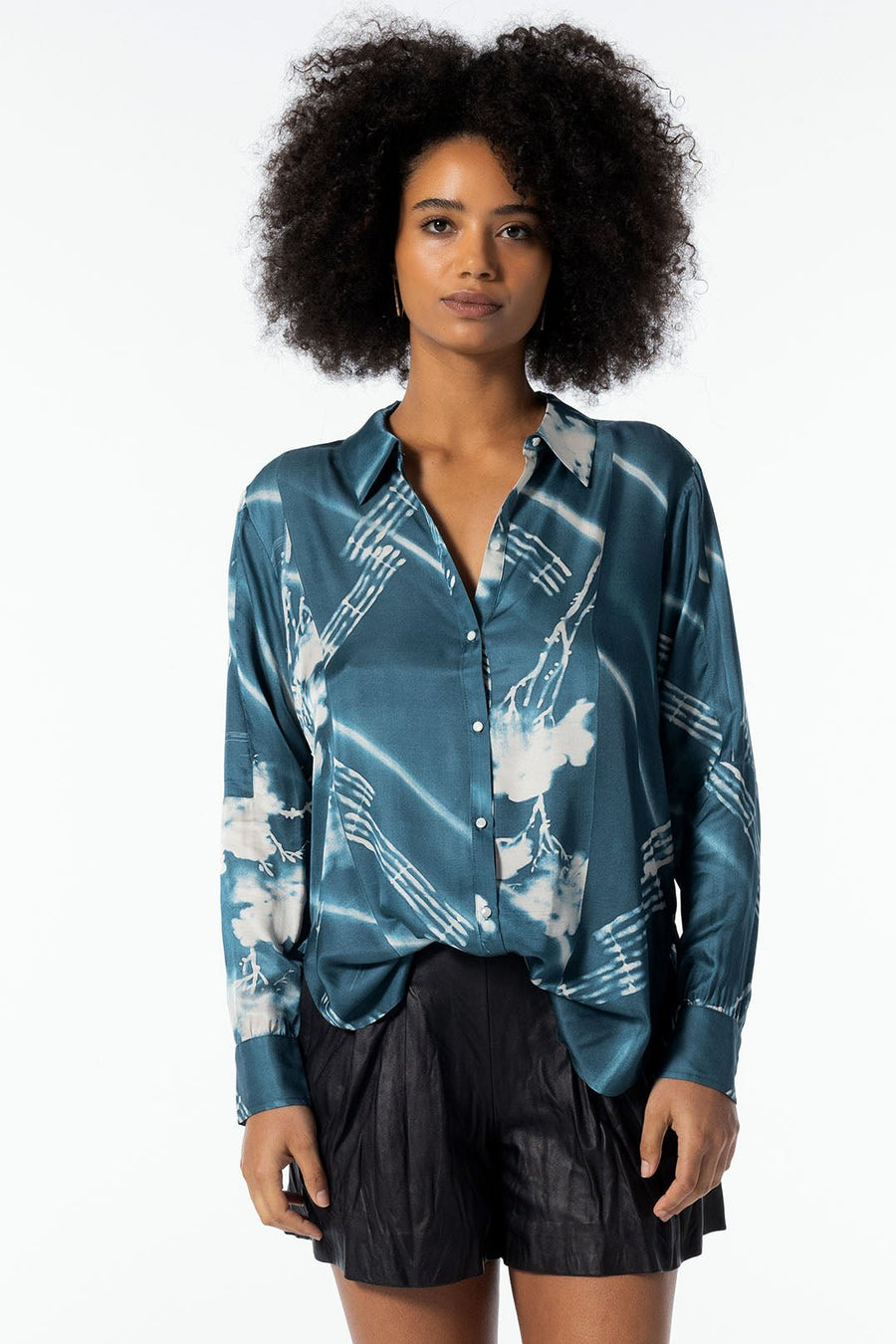 HYDRA LONG SLEEVE BUTTON DOWN, AEGEAN - Burning Torch Online Boutique