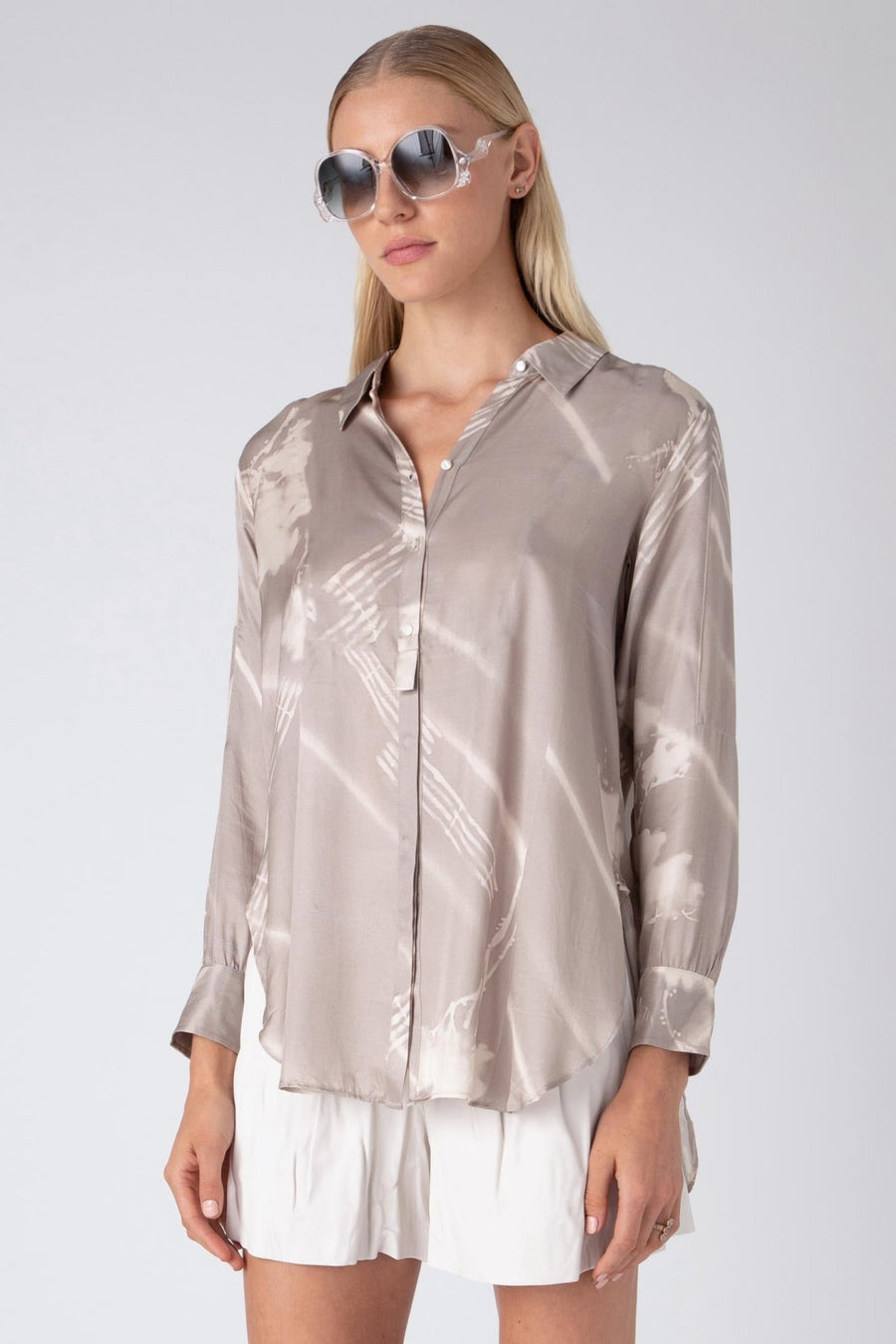 HYDRA LONG SLEEVE BUTTON DOWN, SANDBAR - Burning Torch Online Boutique