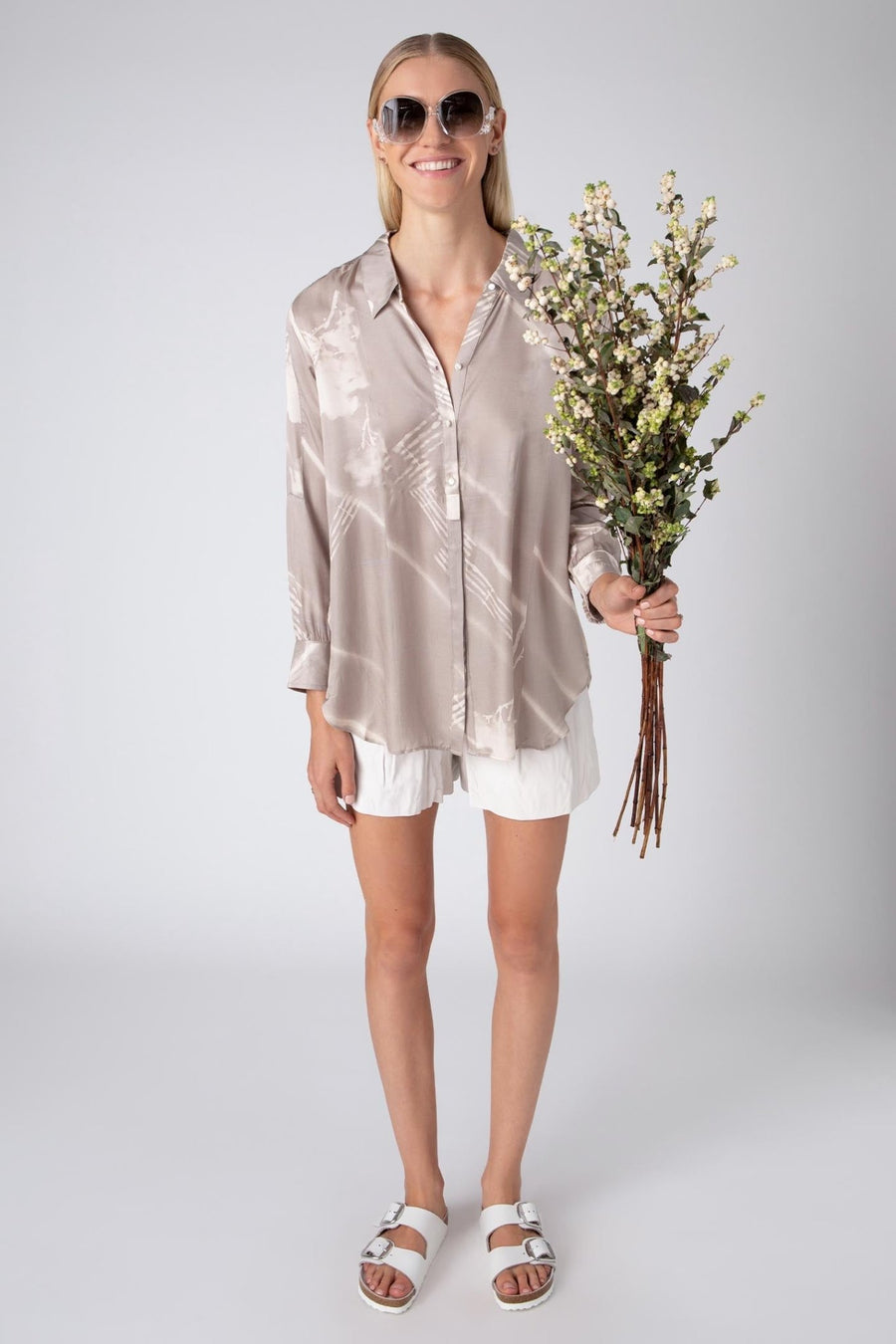 HYDRA LONG SLEEVE BUTTON DOWN, SANDBAR - Burning Torch Online Boutique