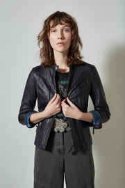 INCLINE LEATHER MOTO JACKET, BLACK - Burning Torch Online Boutique