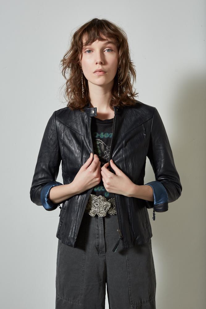 INCLINE LEATHER MOTO JACKET, BLACK - Burning Torch Online Boutique