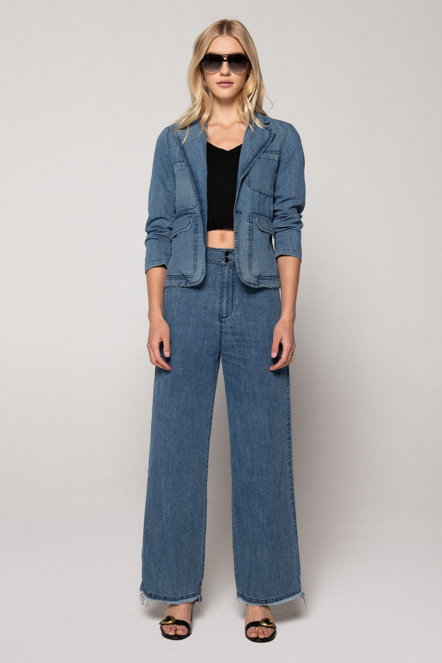 JEFFERSON DENIM BLAZER - SAMPLE 20975 - Burning Torch Online Boutique