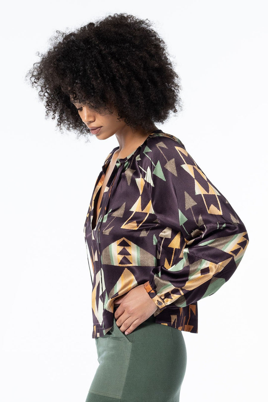 LABYRINTH LONG SLEEVE BLOUSE, MULTI - Burning Torch Online Boutique