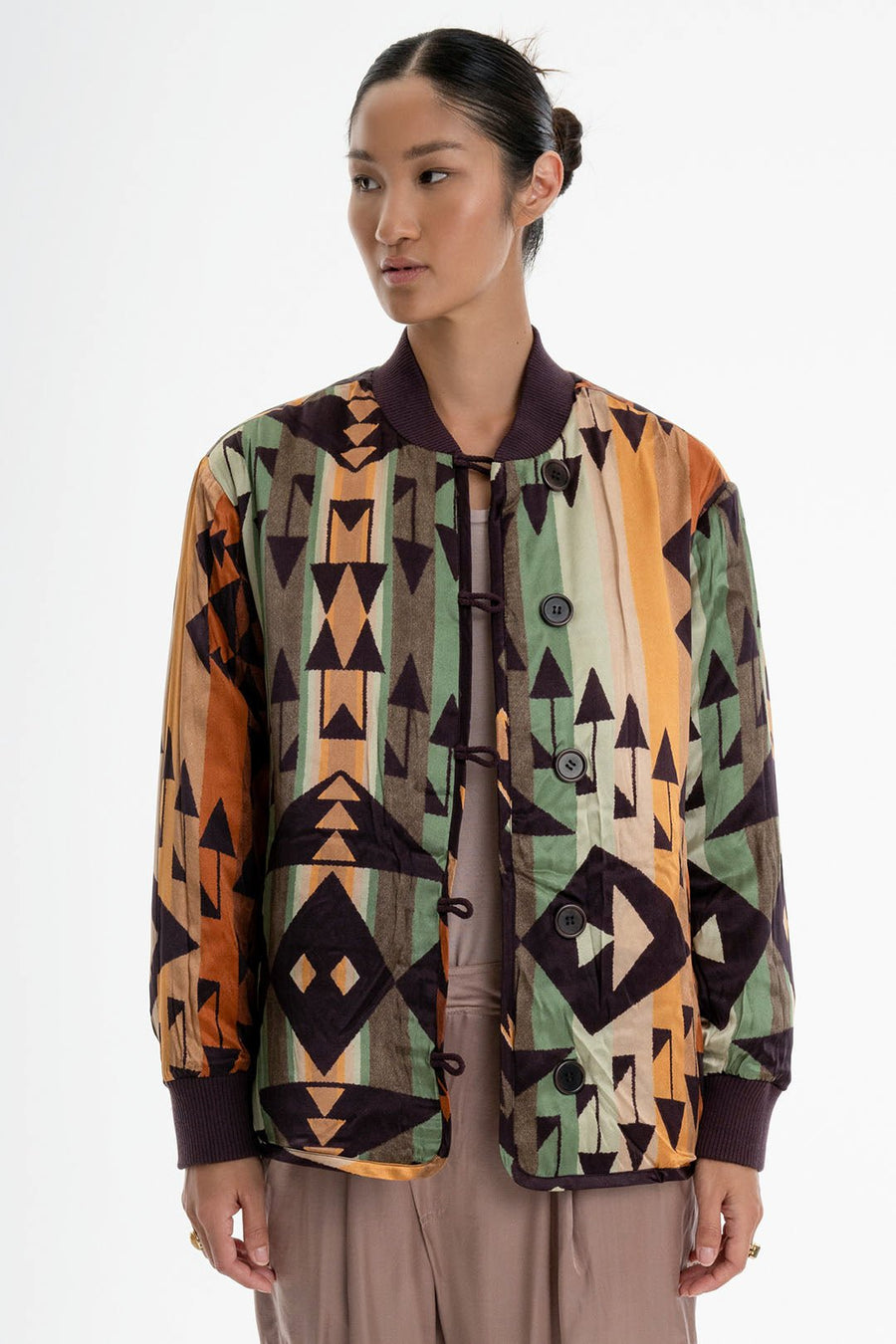 LABYRINTH REVERSIBLE PUFFER JACKET, MULTI - Burning Torch Online Boutique