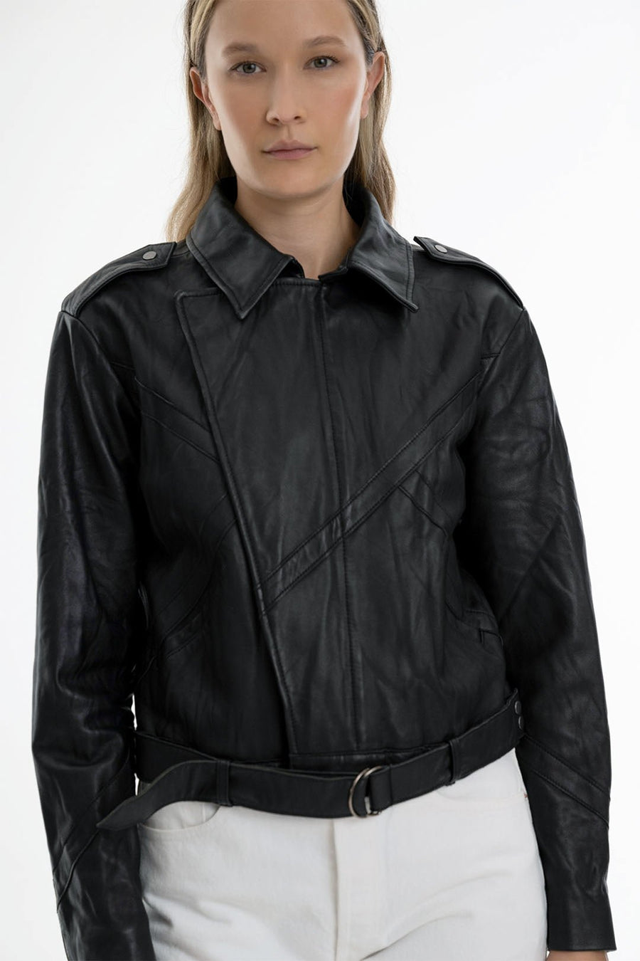 LEATHER AVIATOR JACKET, BLACK - Burning Torch Online Boutique