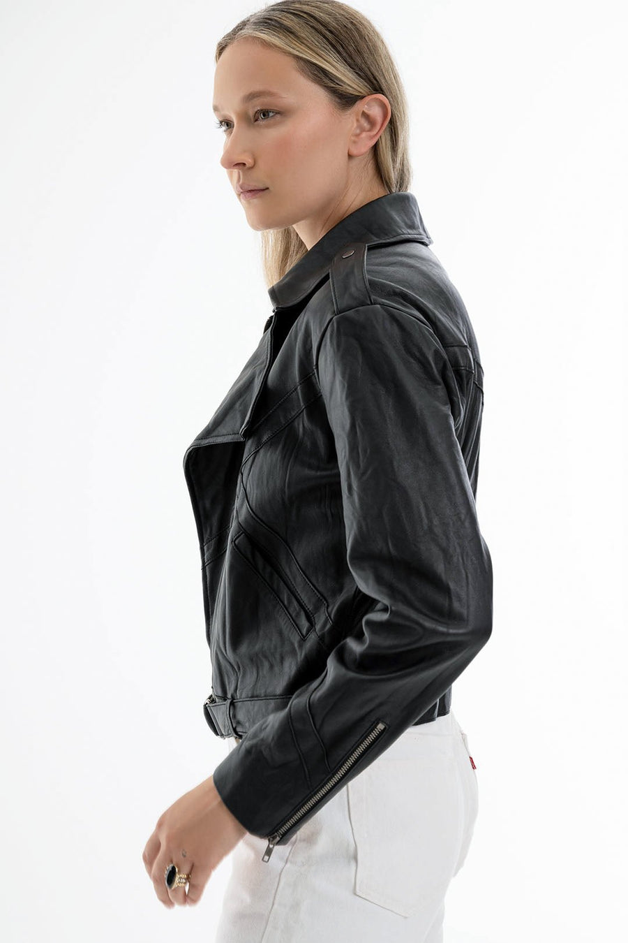 LEATHER AVIATOR JACKET, BLACK - Burning Torch Online Boutique