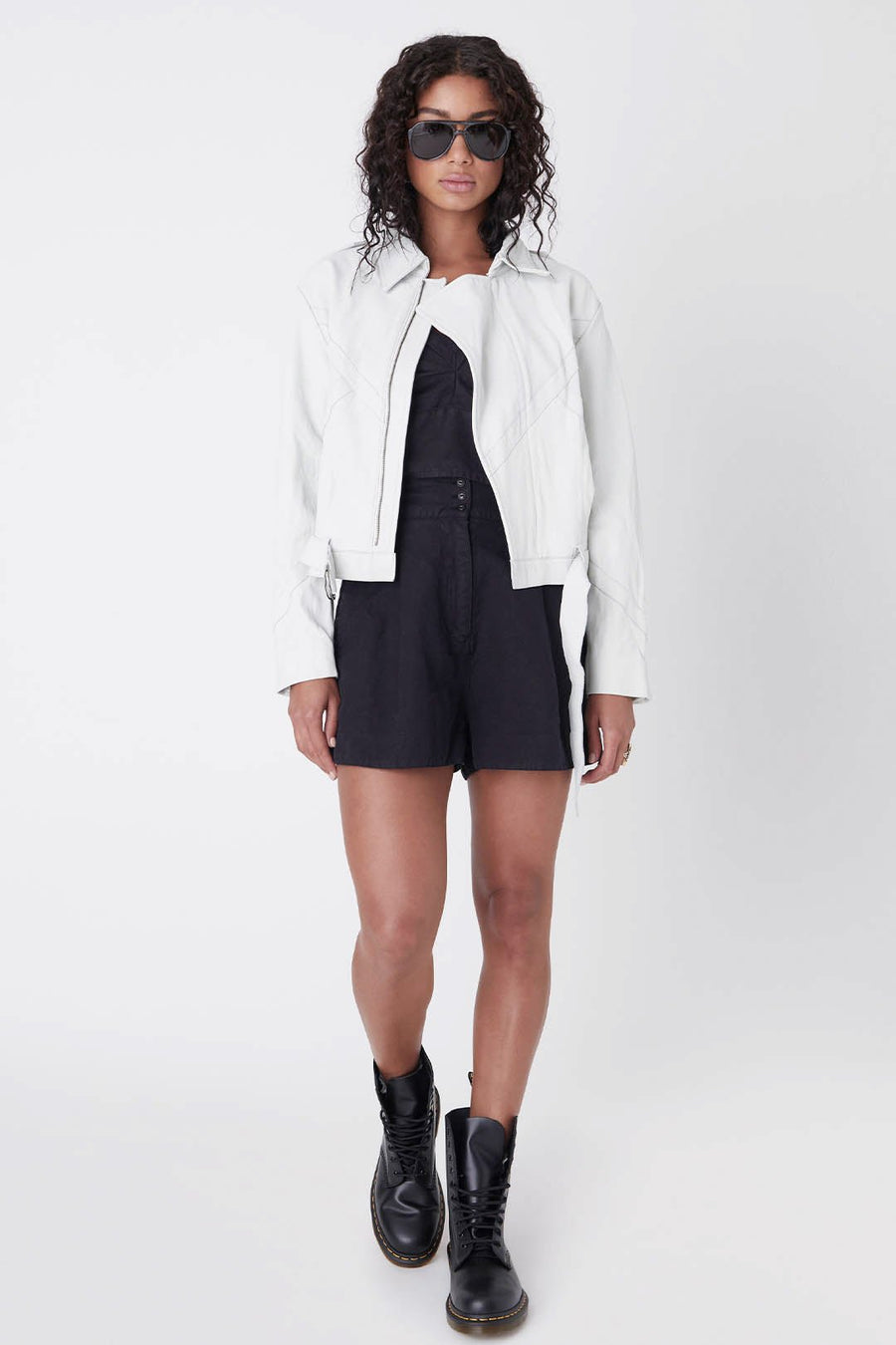 LEATHER AVIATOR JACKET, CLOUD - Burning Torch Online Boutique