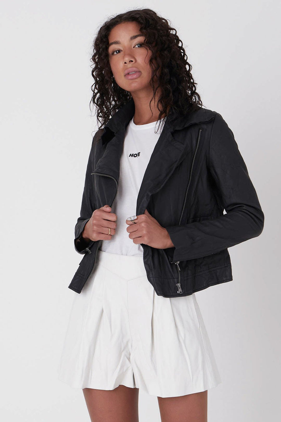 LEATHER BOXY MOTO, BLACK - Burning Torch Online Boutique