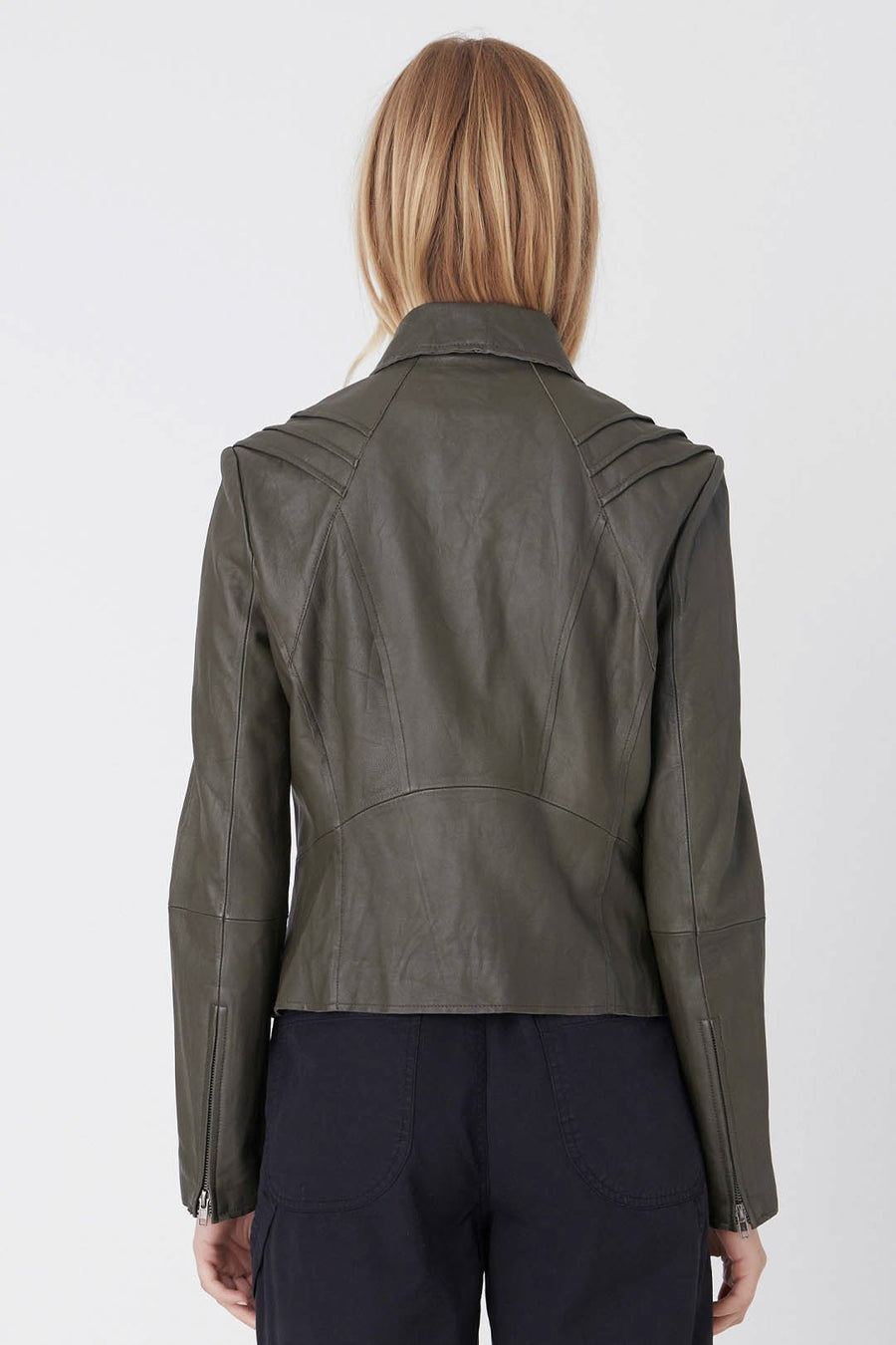 LEATHER CLASSIC MOTO, ARMY - Burning Torch Online Boutique