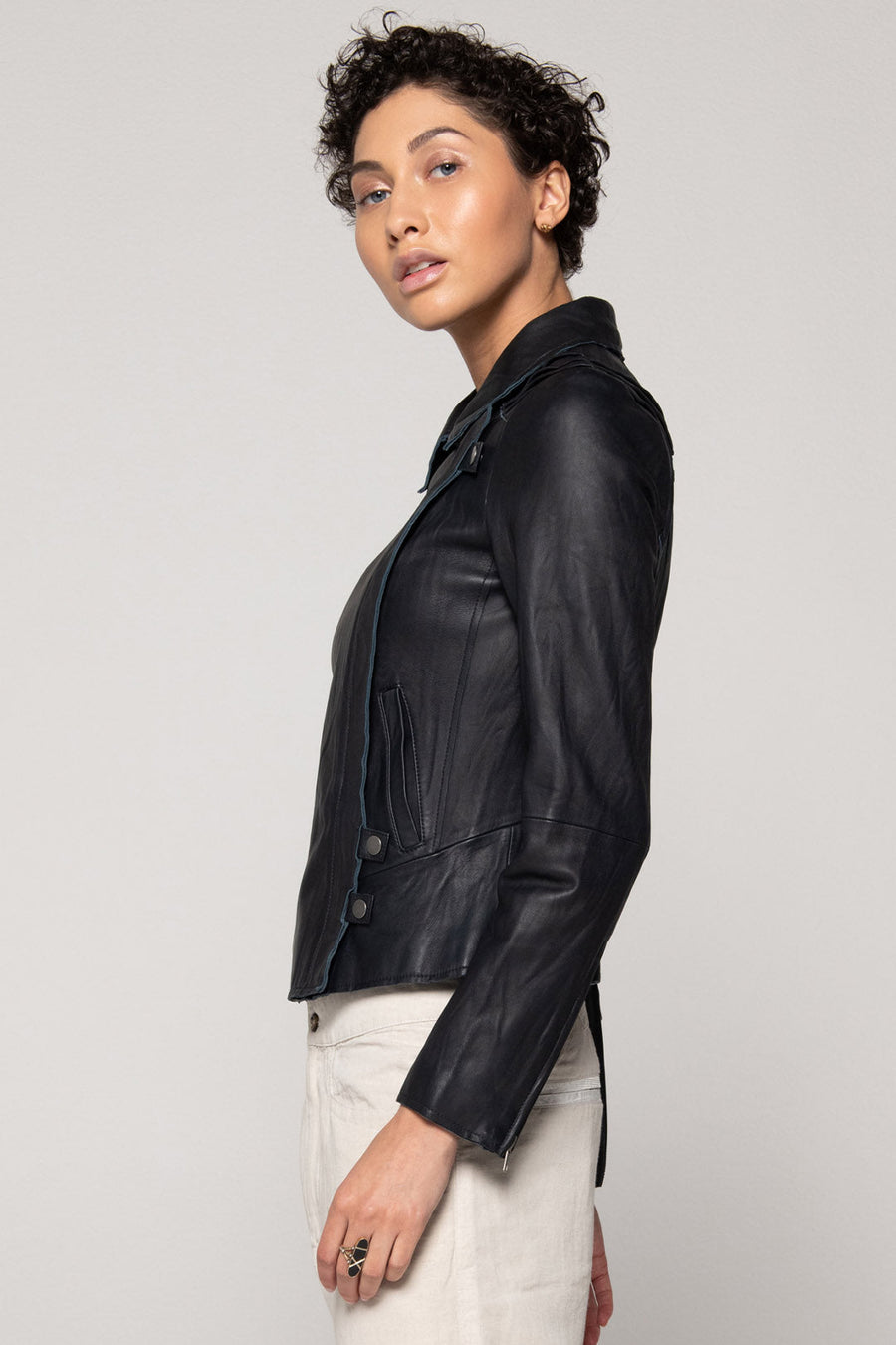 LEATHER CLASSIC MOTO, BLACK - Burning Torch Online Boutique