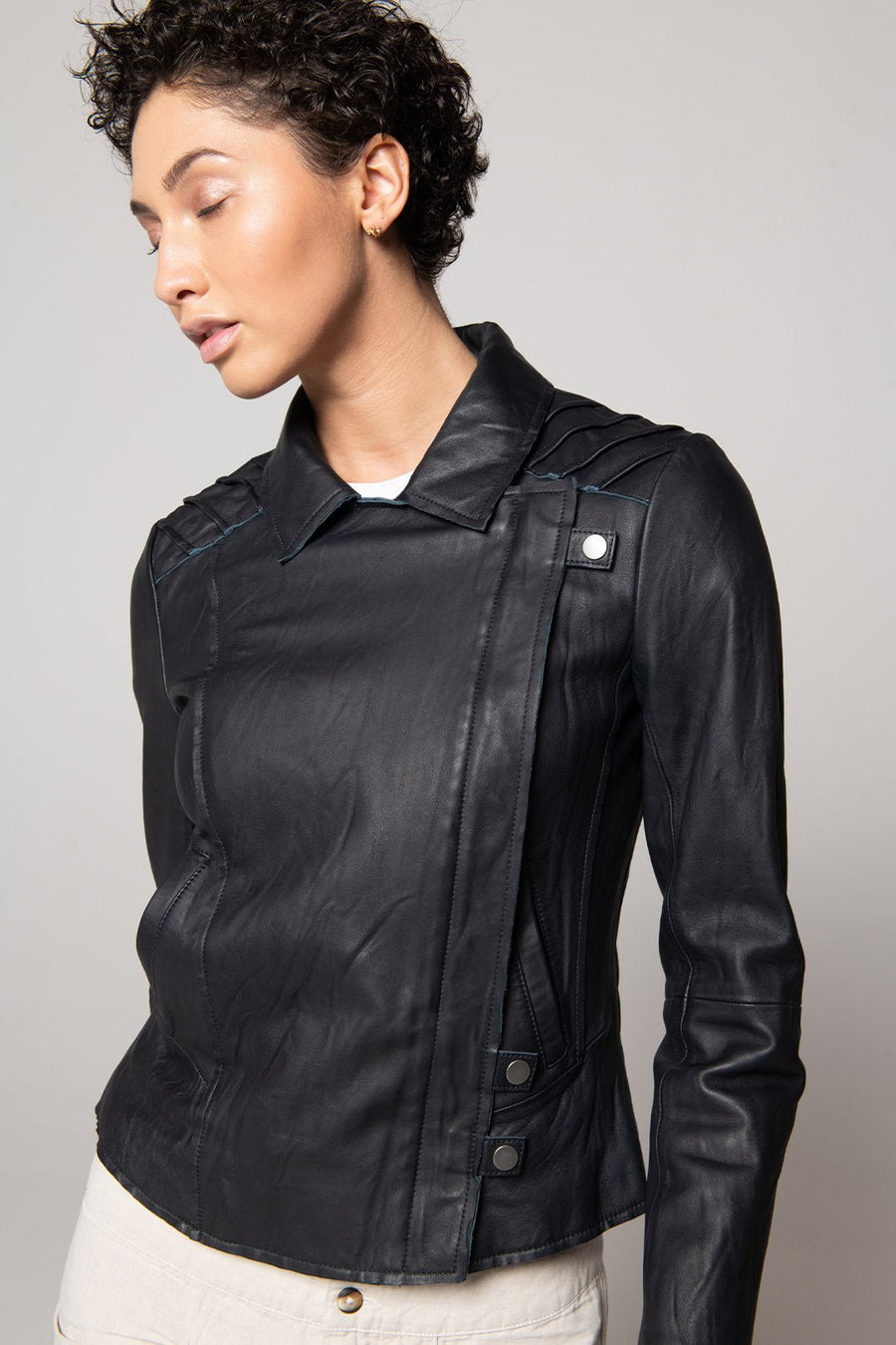 LEATHER CLASSIC MOTO, BLACK - Burning Torch Online Boutique