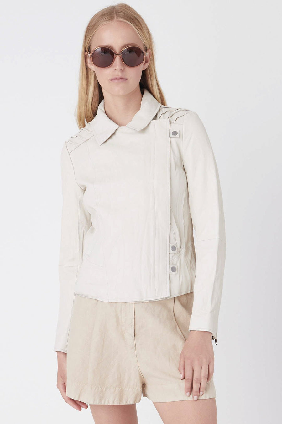 LEATHER CLASSIC MOTO, PARCHMENT - Burning Torch Online Boutique