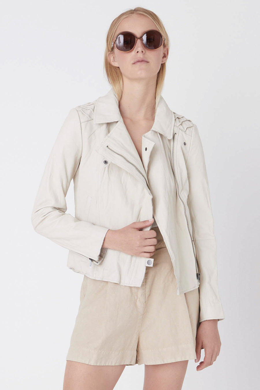 LEATHER CLASSIC MOTO, PARCHMENT - Burning Torch Online Boutique