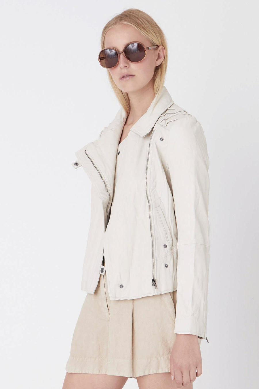 LEATHER CLASSIC MOTO, PARCHMENT - Burning Torch Online Boutique