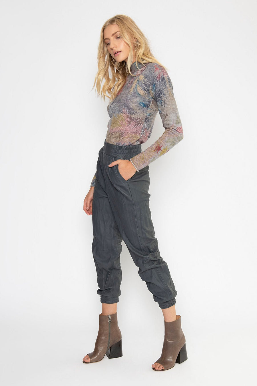 LEATHER JOGGER PANT, GRAPHITE - Burning Torch Online Boutique
