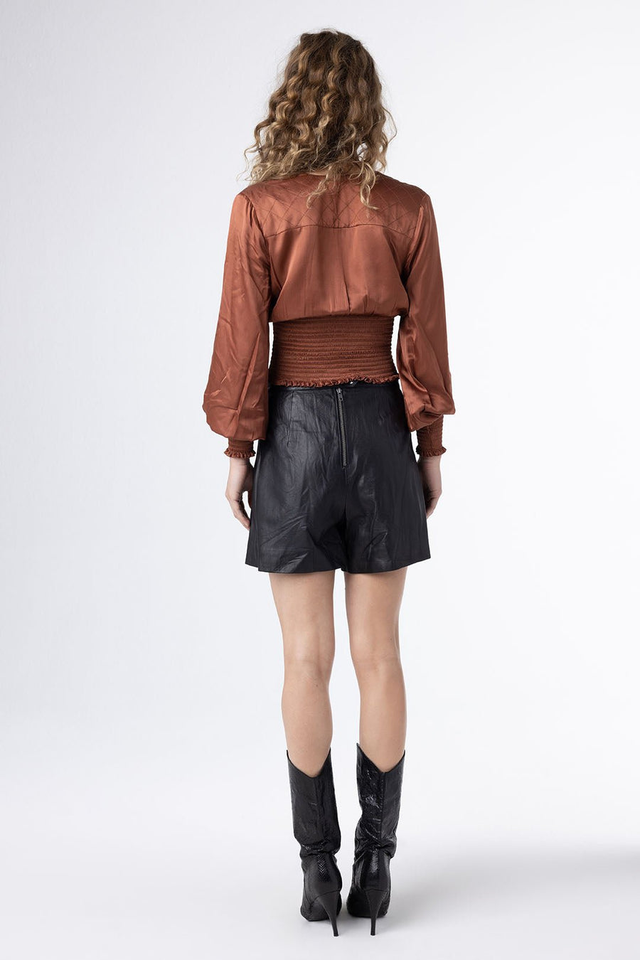 LEATHER PLEATED SHORT, BLACK - Burning Torch Online Boutique