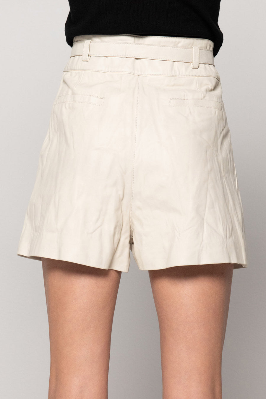 LEATHER PLEATED SHORT, PARCHMENT - Burning Torch Online Boutique