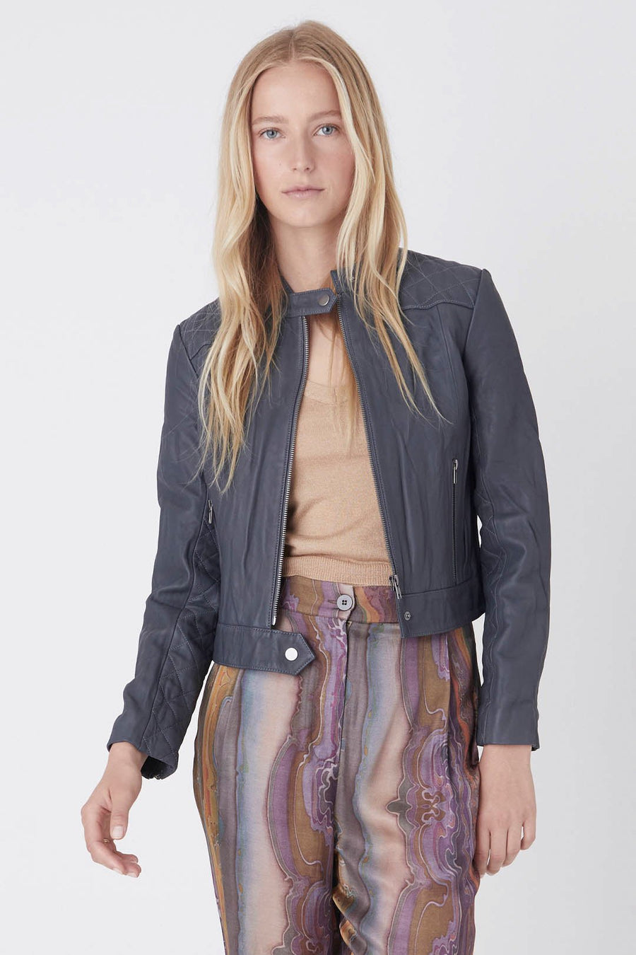 LEATHER SPEEDSTER JACKET, GRAPHITE - Burning Torch Online Boutique