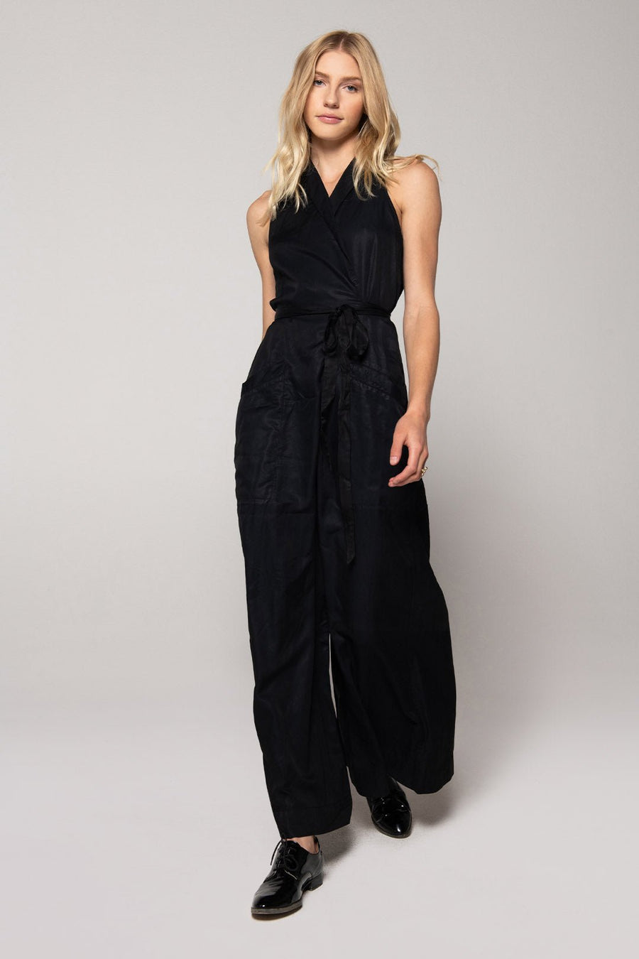 LINCOLN SLEEVELESS JUMPSUIT, BLACK - Burning Torch Online Boutique