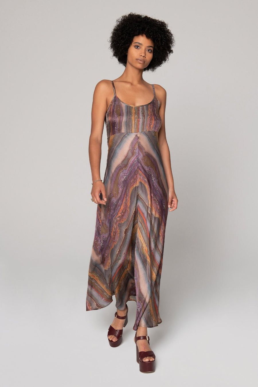 LOST HORIZON BIAS MAXI DRESS, MULTI - SAMPLE 30521 - Burning Torch Online Boutique