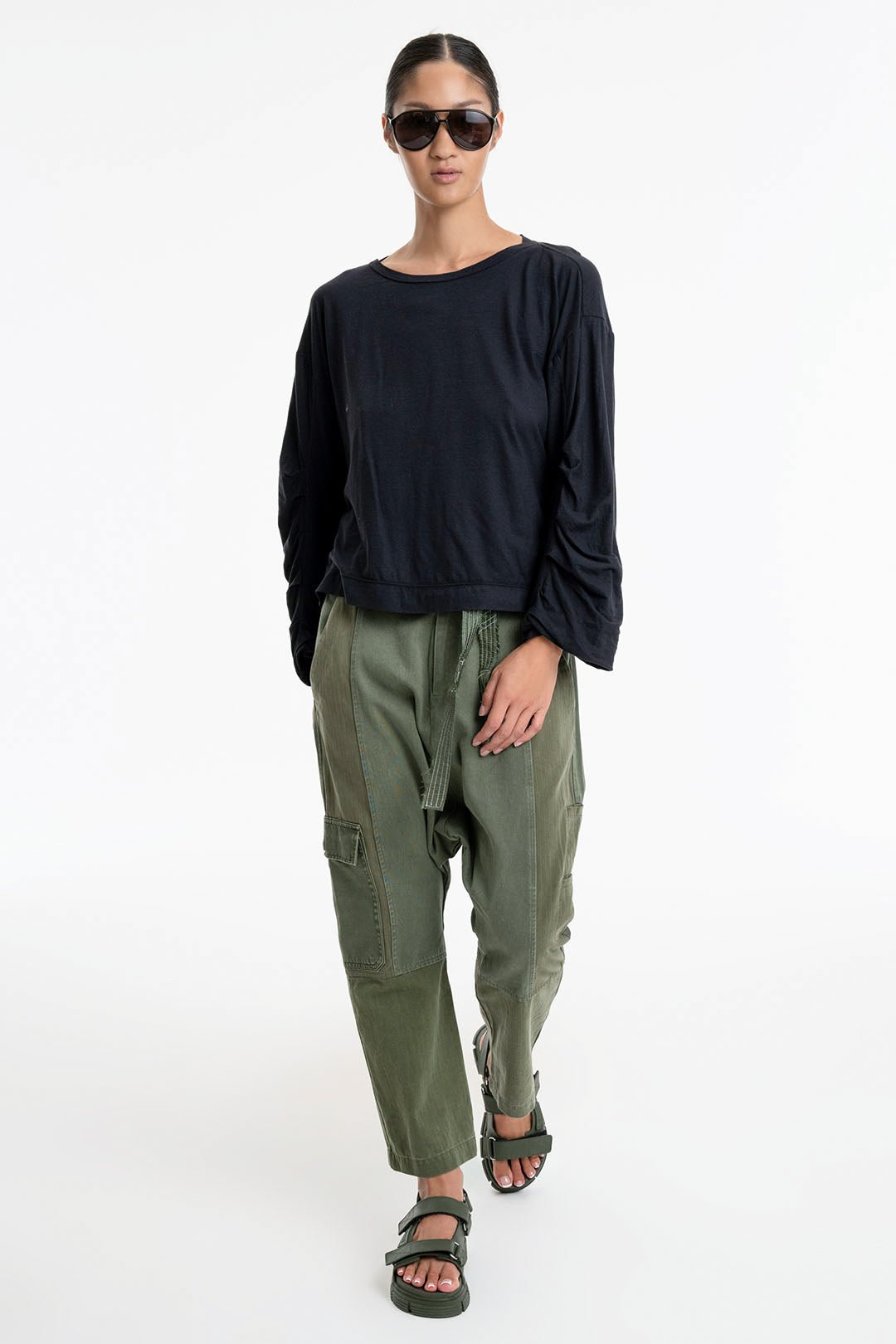 LOVE NOT WAR DROP CROTCH PANT ARMY Burning Torch Online Boutique love-not-war-drop-crotch-pant-army-burning-torch-online-boutique