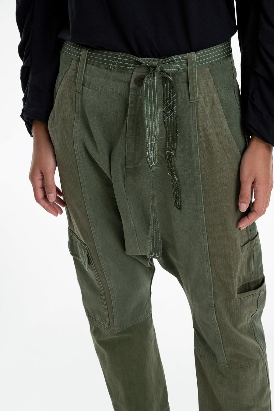 LOVE NOT WAR DROP CROTCH PANT, ARMY - Burning Torch Online Boutique