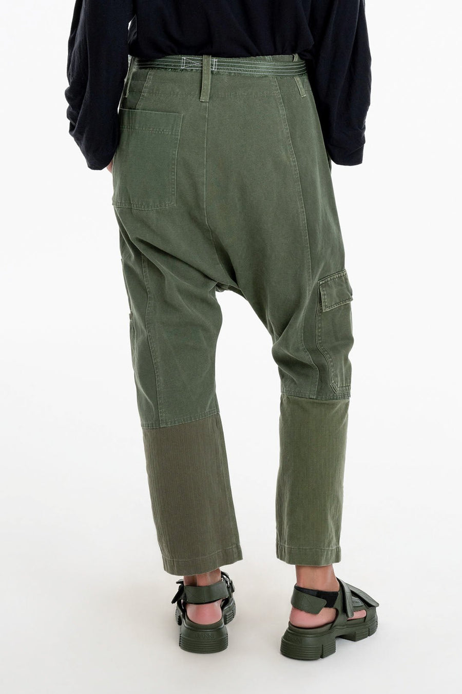 LOVE NOT WAR DROP CROTCH PANT, ARMY - Burning Torch Online Boutique