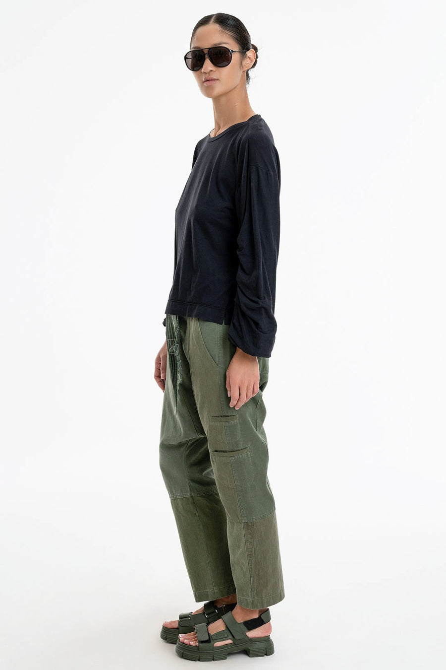 LOVE NOT WAR DROP CROTCH PANT, ARMY - Burning Torch Online Boutique