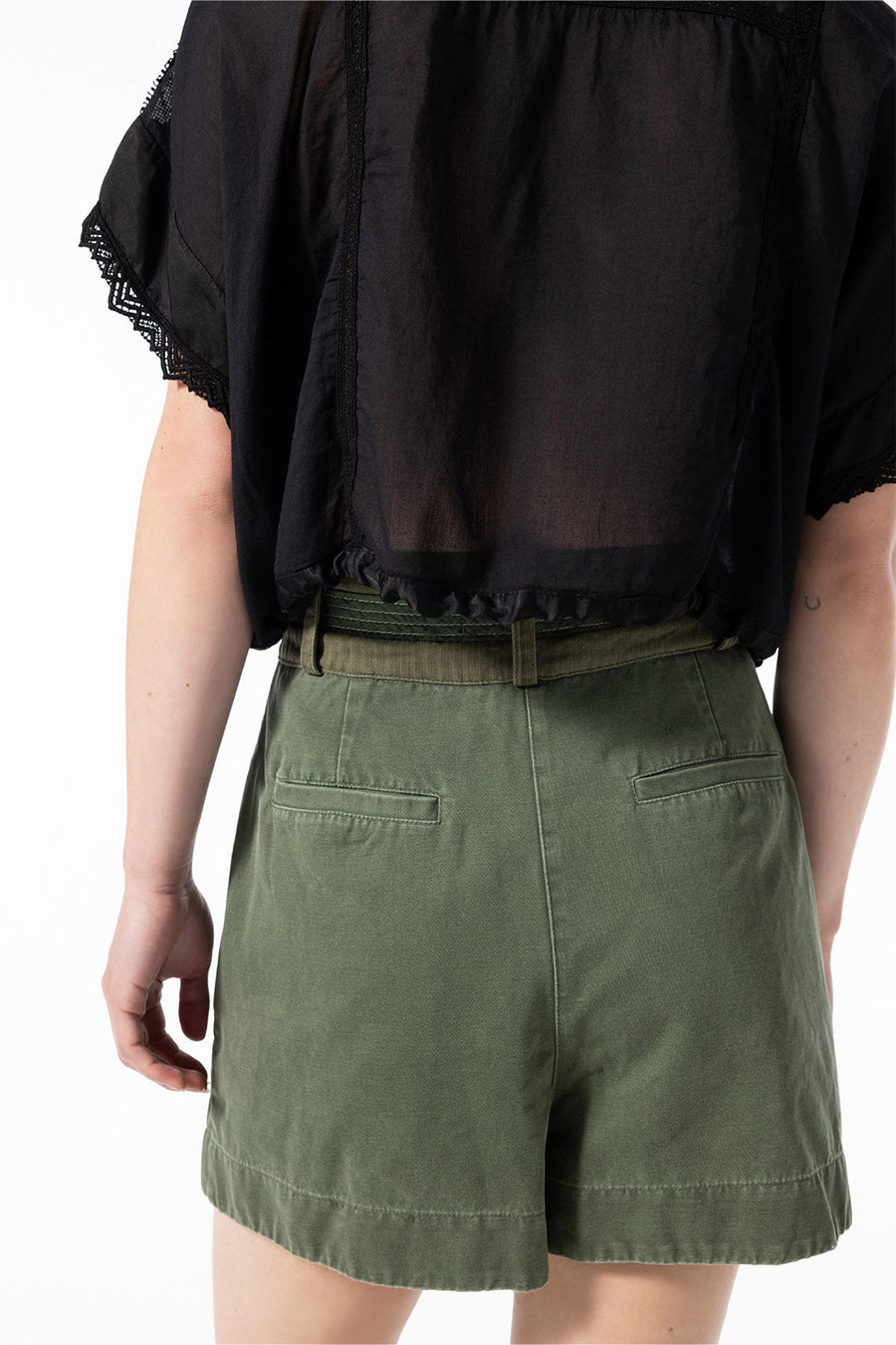 LOVE NOT WAR HIGH WAISTED SHORT, ARMY - Burning Torch Online Boutique