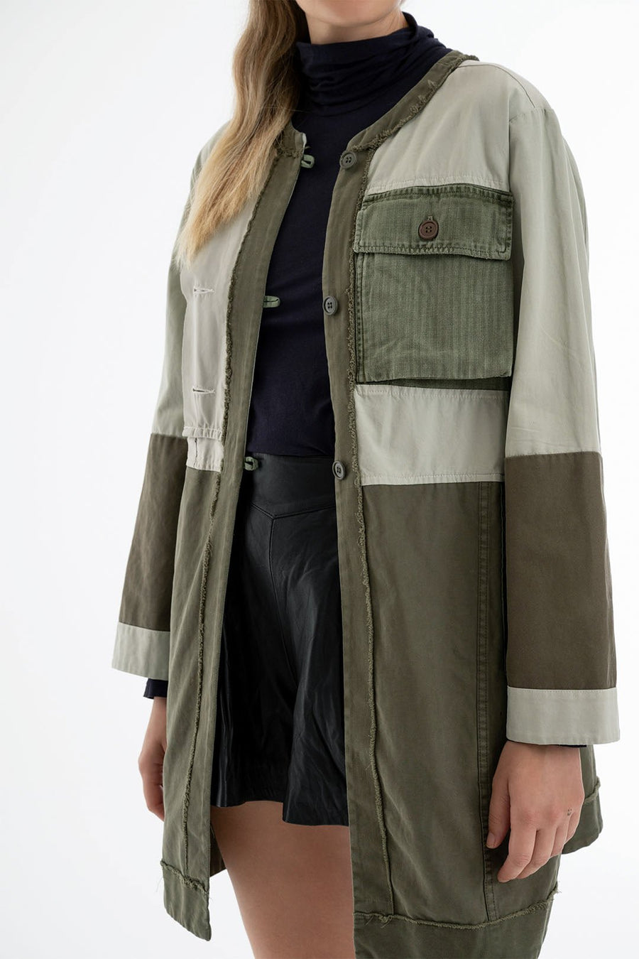 LOVE NOT WAR LONG JACKET, ARMY - Burning Torch Online Boutique