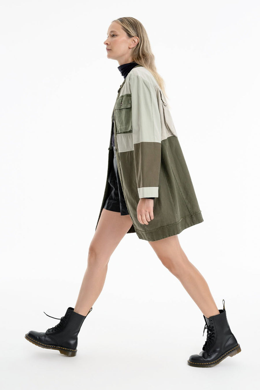 LOVE NOT WAR LONG JACKET, ARMY - Burning Torch Online Boutique