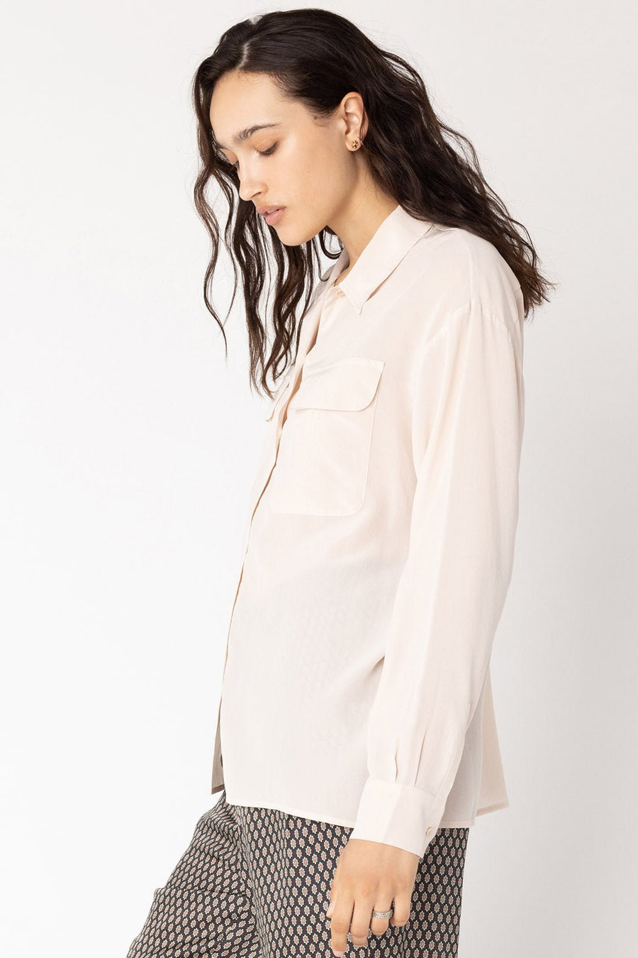 LUCID LONG SLEEVE BLOUSE, POWDER - Burning Torch Online Boutique