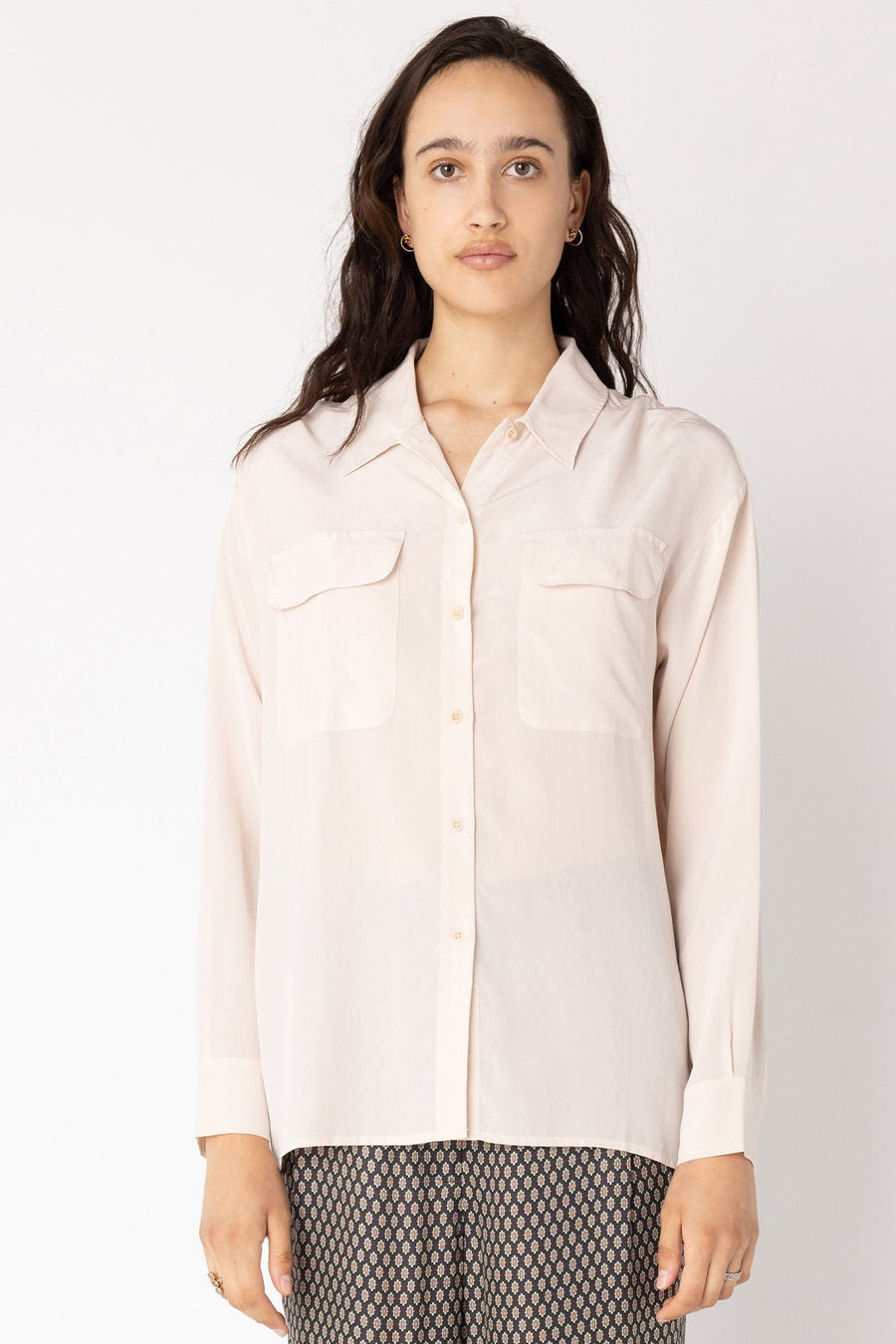 LUCID LONG SLEEVE BLOUSE, POWDER - Burning Torch Online Boutique