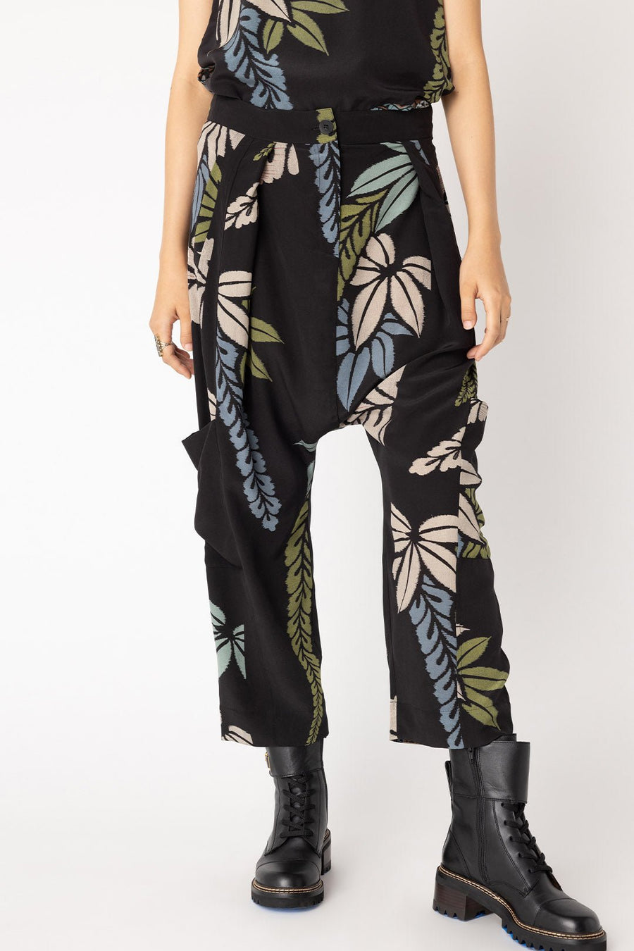 MIDNIGHT JUNGLE DROP CROTCH PANT, MULTI - Burning Torch Online Boutique