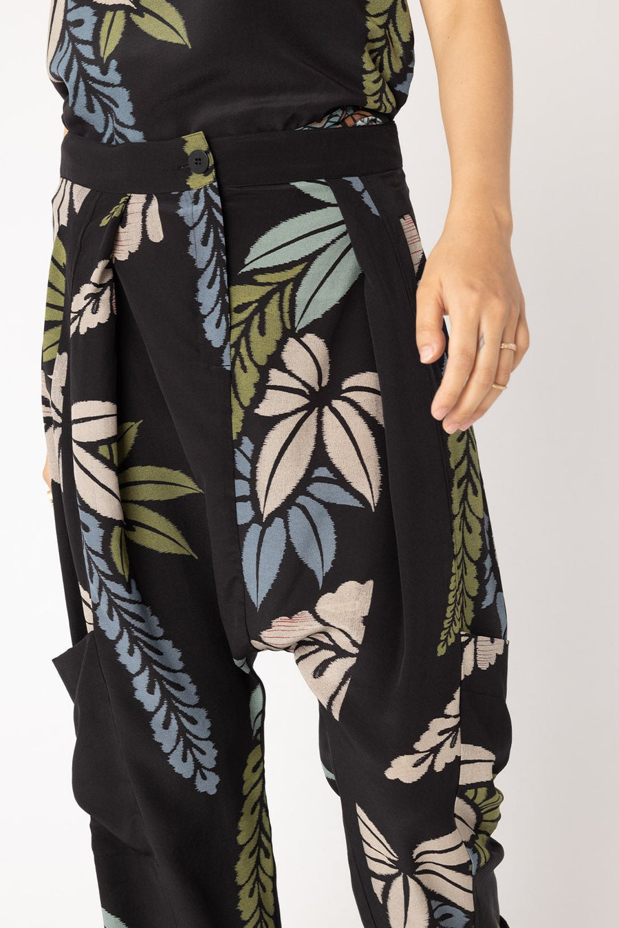 MIDNIGHT JUNGLE DROP CROTCH PANT, MULTI - Burning Torch Online Boutique