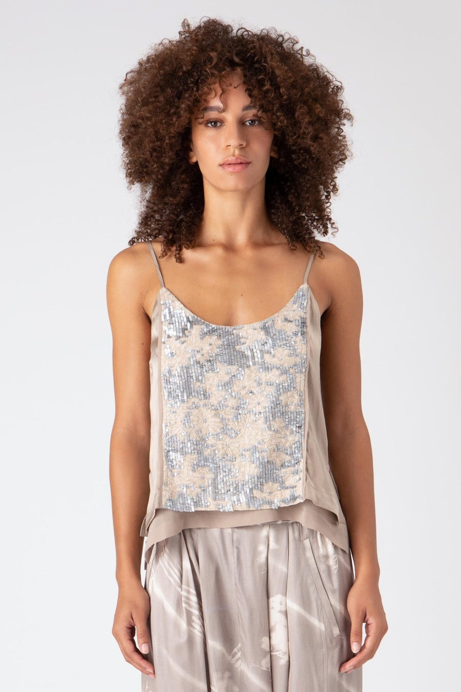 NAOMI SEQUIN CAMI, ANTIQUE METAL - Burning Torch Online Boutique