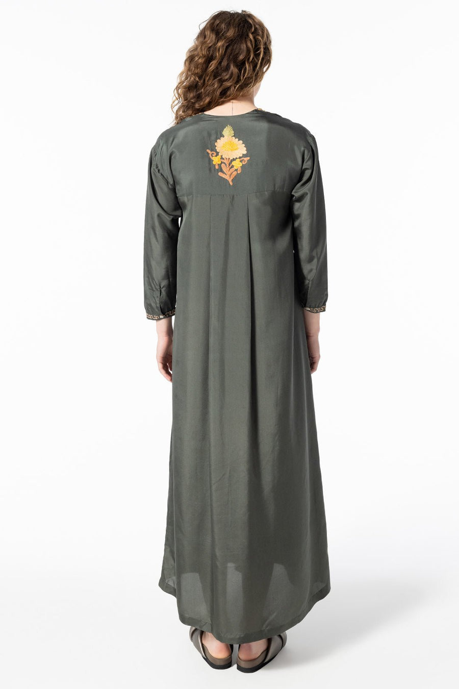 NICO EMBROIDERED CAFTAN, OLIVE - Burning Torch Online Boutique