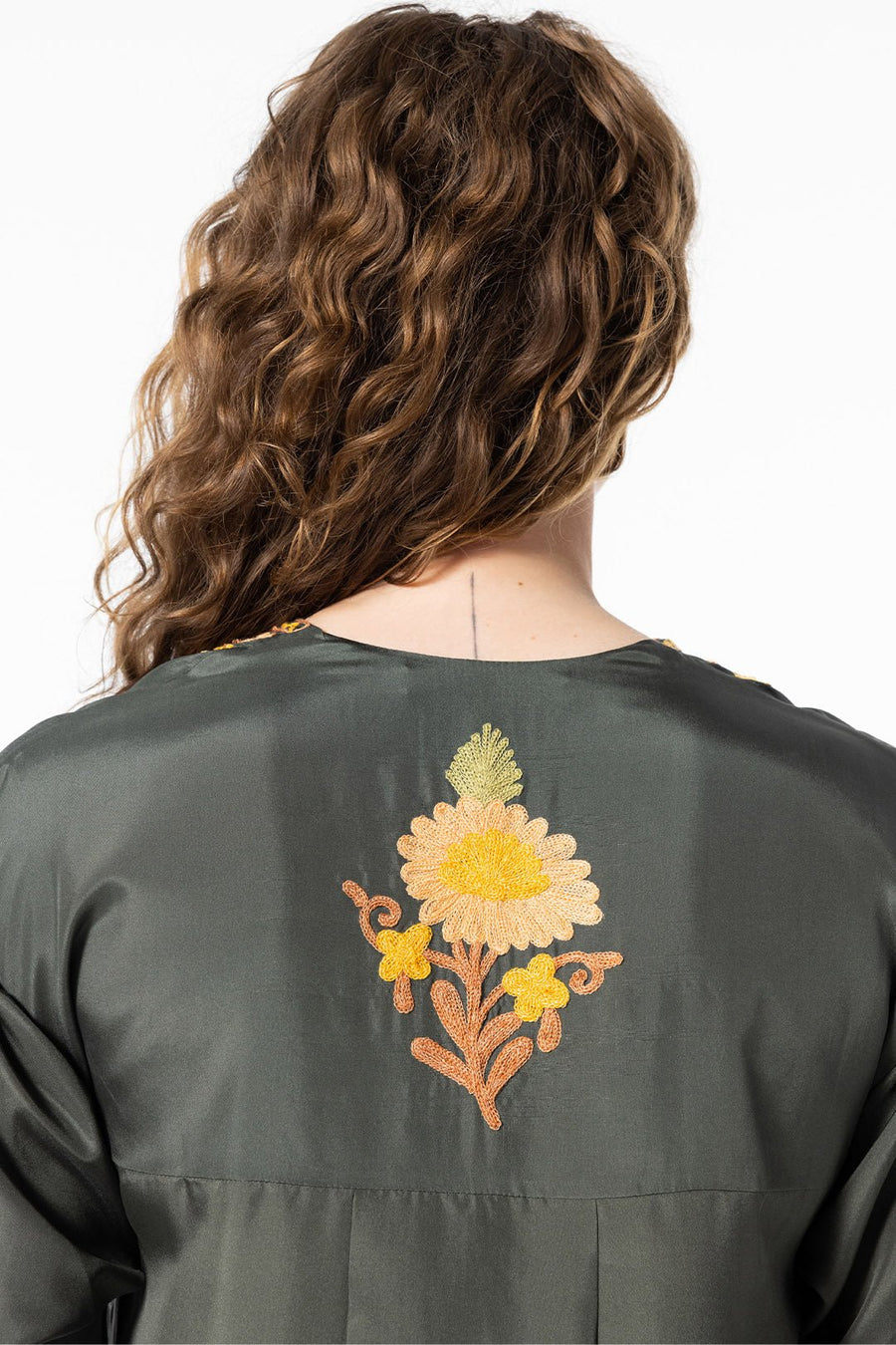 NICO EMBROIDERED CAFTAN, OLIVE - Burning Torch Online Boutique