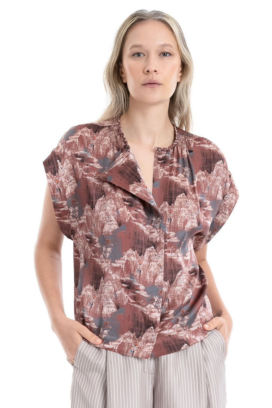 OASIS SHORT SLEEVE TOP, CLAY - Burning Torch Online Boutique