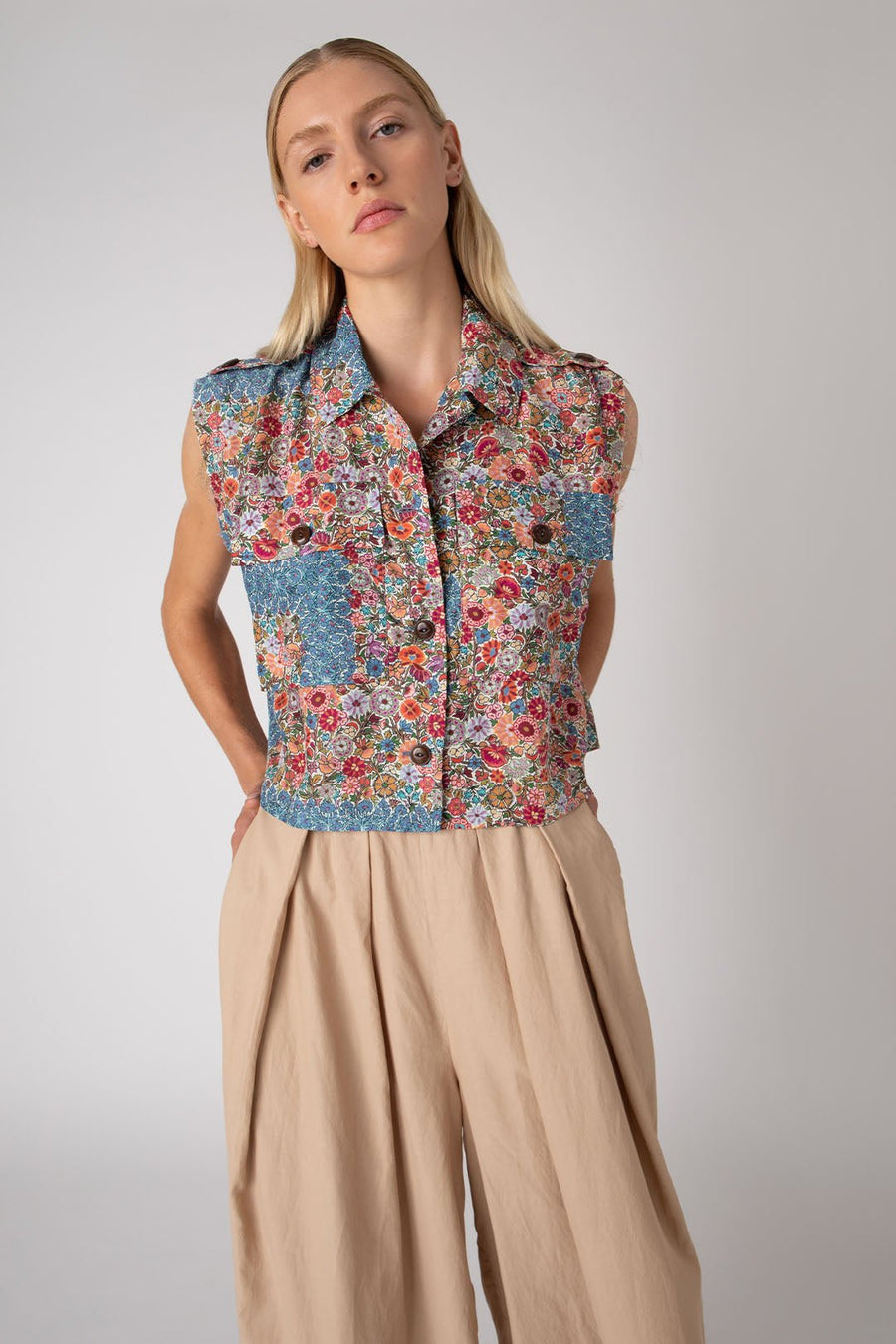 PATTAYA BUTTON UP TOP, MULTI - Burning Torch Online Boutique