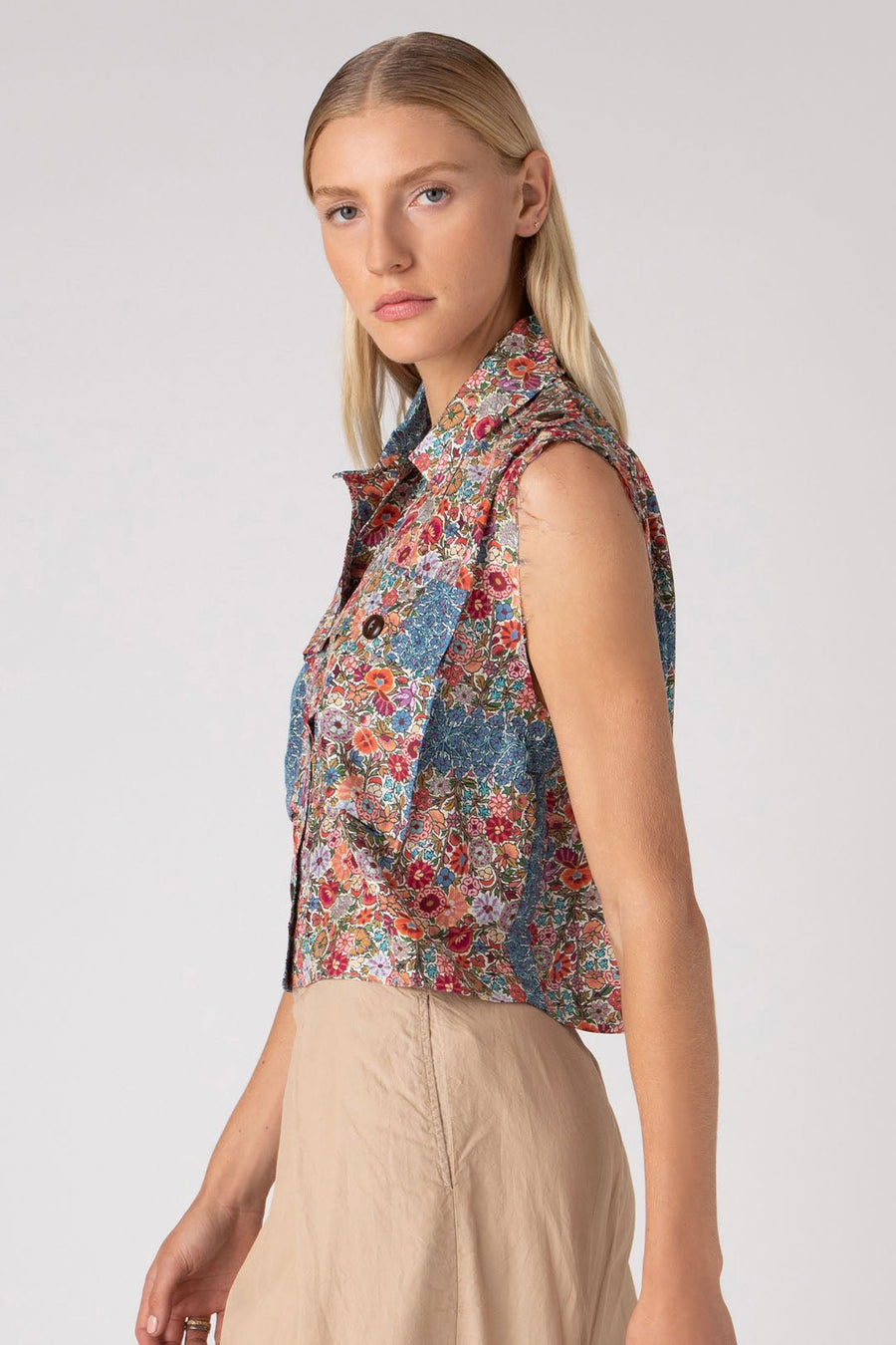 PATTAYA BUTTON UP TOP, MULTI - Burning Torch Online Boutique