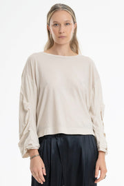 P.C.H. ROUCHED SLEEVE SHIRT, PARCHMENT - Burning Torch Online Boutique