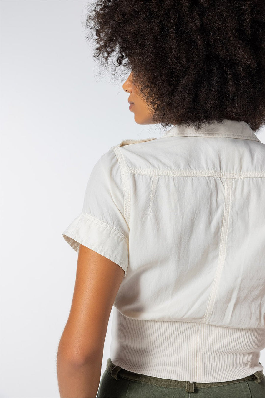 SERENGETI SHORT SLEEVE BUTTON DOWN TOP, NATURAL - Burning Torch Online Boutique