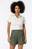 SERENGETI SHORT SLEEVE BUTTON DOWN TOP, NATURAL - Burning Torch Online Boutique