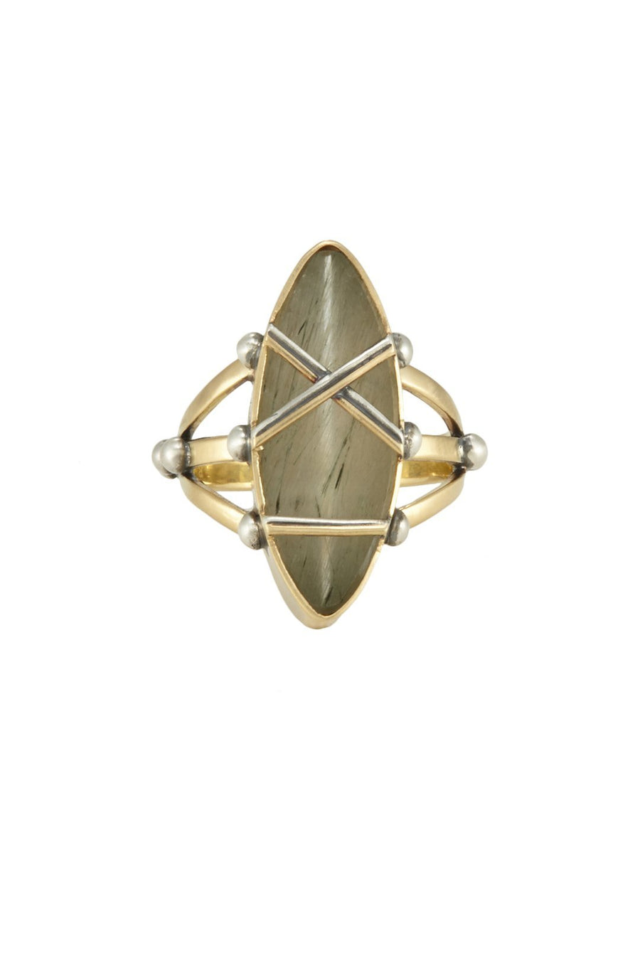 SHIBARI RING TOURMALINATED QUARTZ NAVETTE - Burning Torch Online Boutique