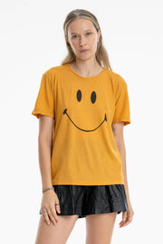 SMILEY FACE TEE, GOLD - Burning Torch Online Boutique