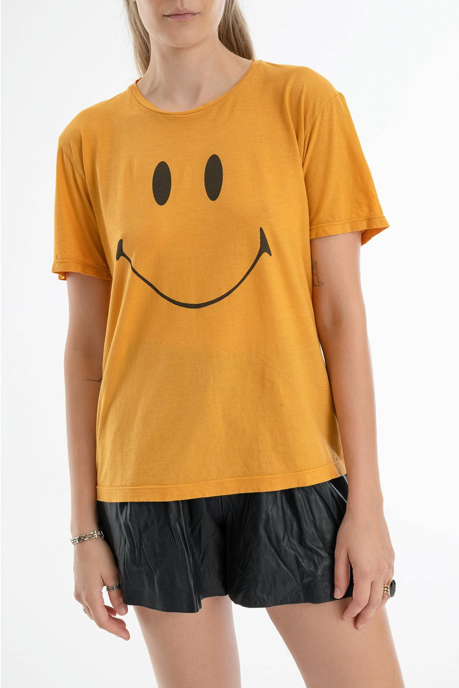 SMILEY FACE TEE, GOLD - Burning Torch Online Boutique