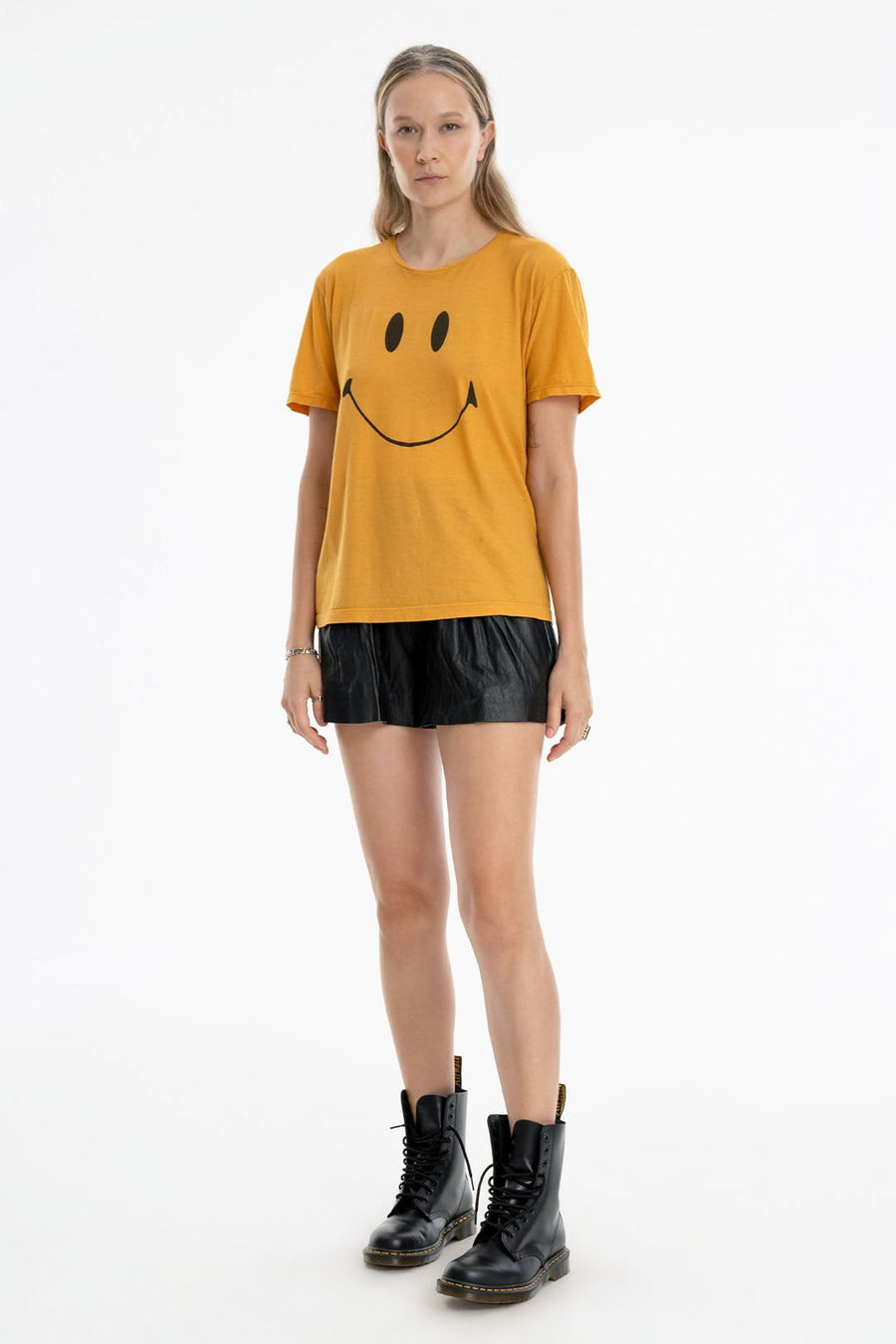 SMILEY FACE TEE, GOLD - Burning Torch Online Boutique