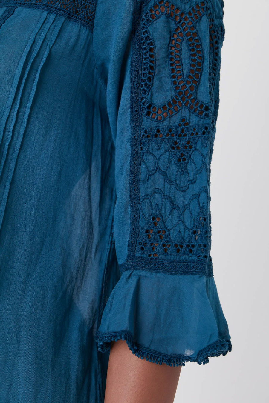 SOPHIA EYELET DRESS, LAGOON - SAMPLE - Burning Torch Online Boutique